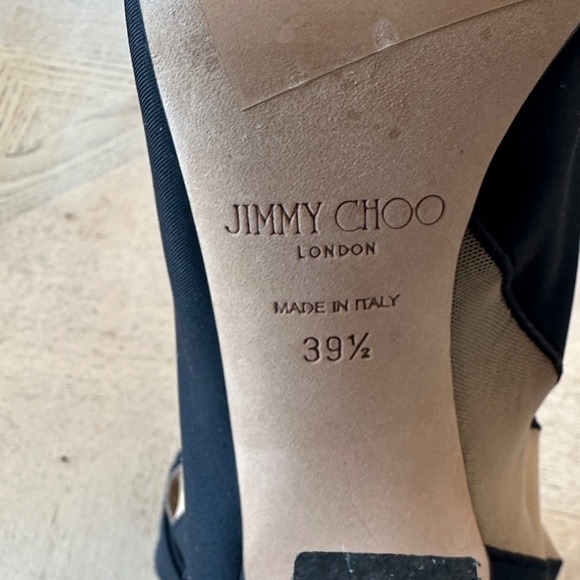 Jimmy Choo Mugler Black and Tan Striped Heels - Picture 2 of 6